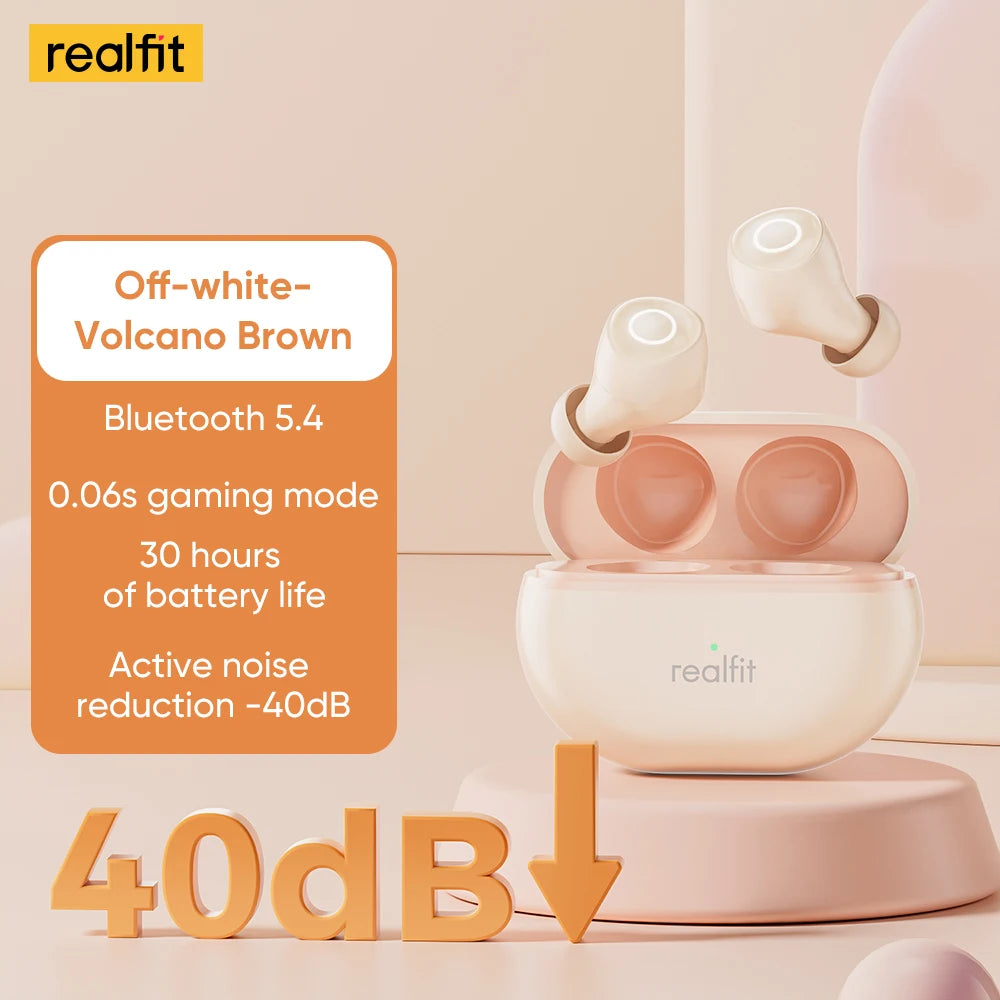 Realfit F4 Mini ANC Bluetooth Earphones 40dB Active Noice Cancellation HIFI Heavy Bass Wireless Earbuds for realme xiaomi