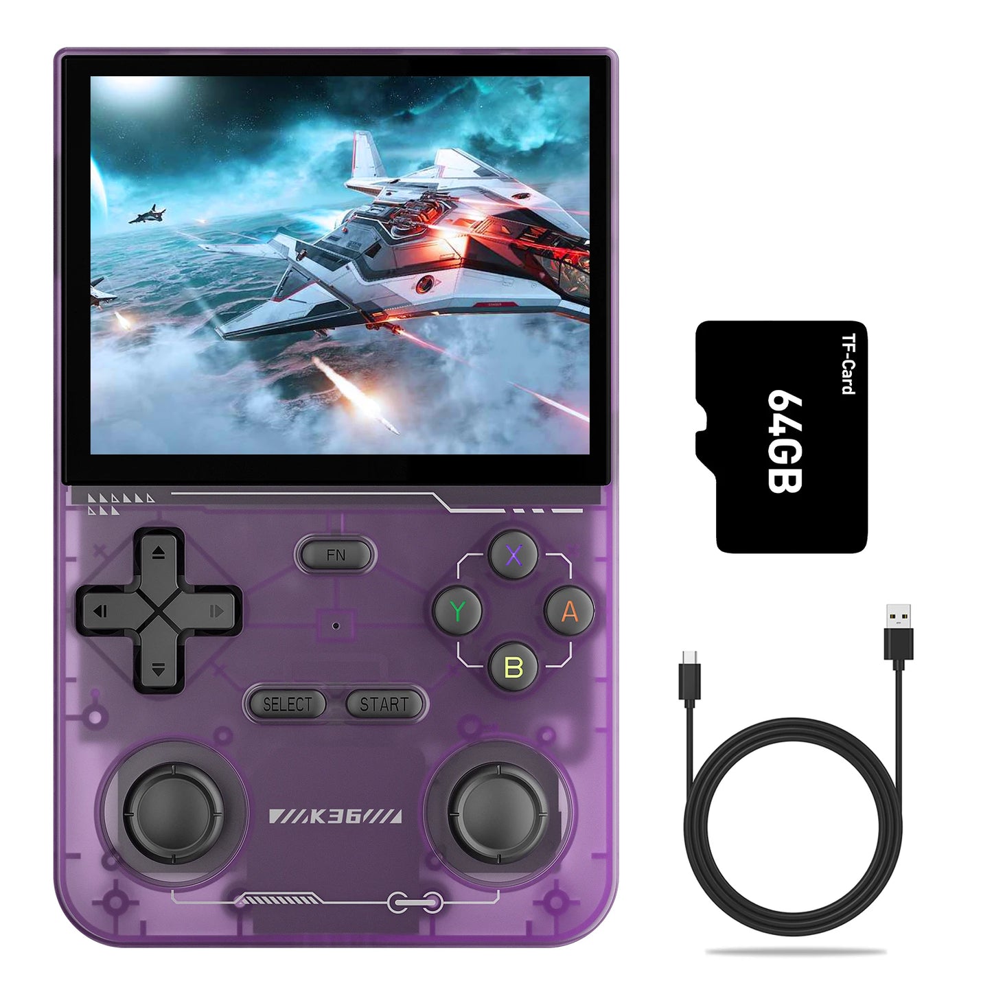 GAMINJA K36 Handheld Game Console 3.5Inch IPS 640x480 Screen Built in 64GB Simulator Games Games Portable Handheld Game Console