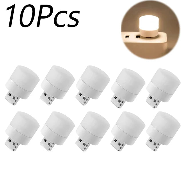 1/10Pcs Mini USB Night Light Warm White Eye Protection Book Reading Light USB Plug Computer Mobile Power Charging LED Night Lamp - covers4phones