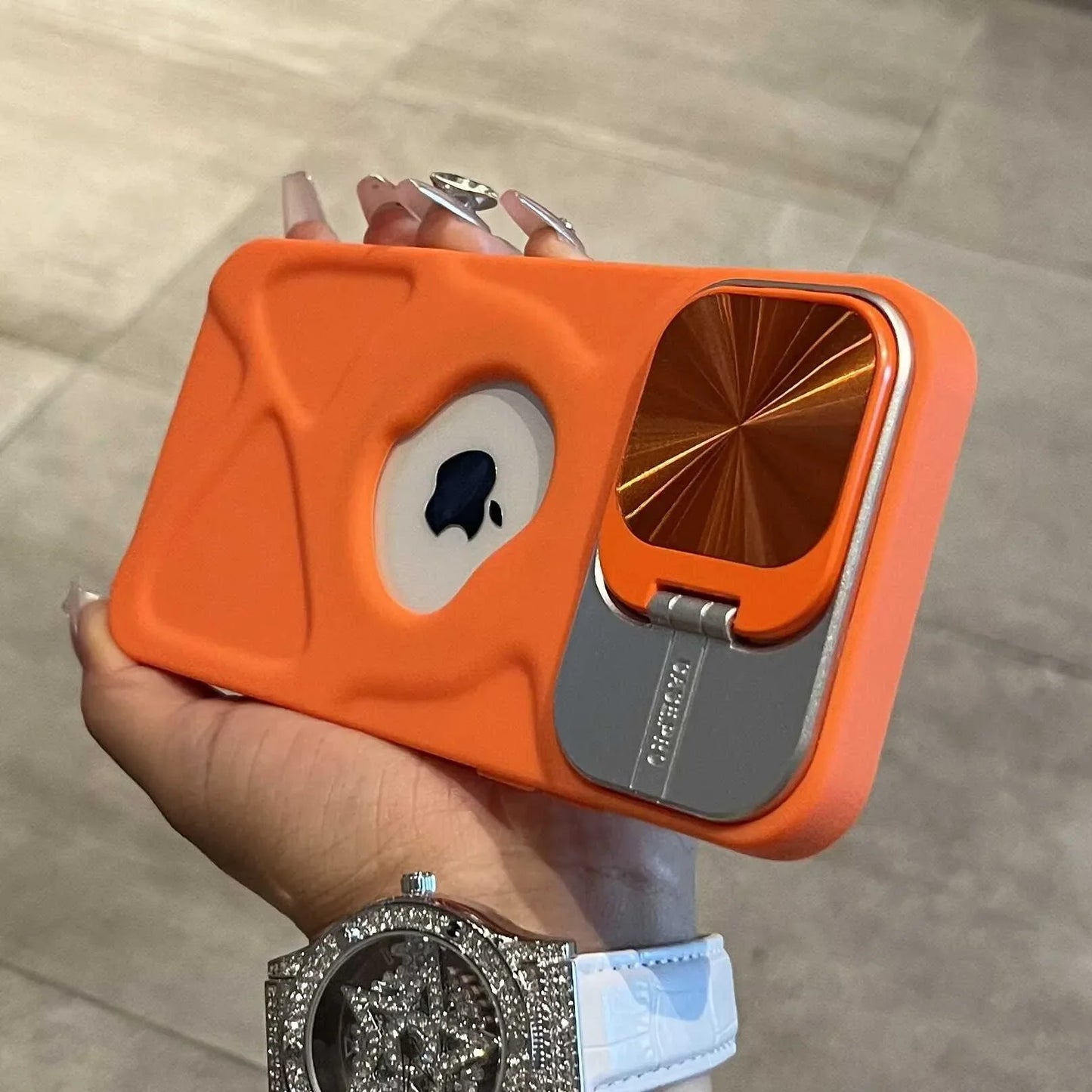 Fashion Logo Hole Magnetic Case for iPhone 11 12 13 14 15 16 Pro Max Plus Lens Protection Flip Stand Magsafe Silicone Soft Cover - covers4phones