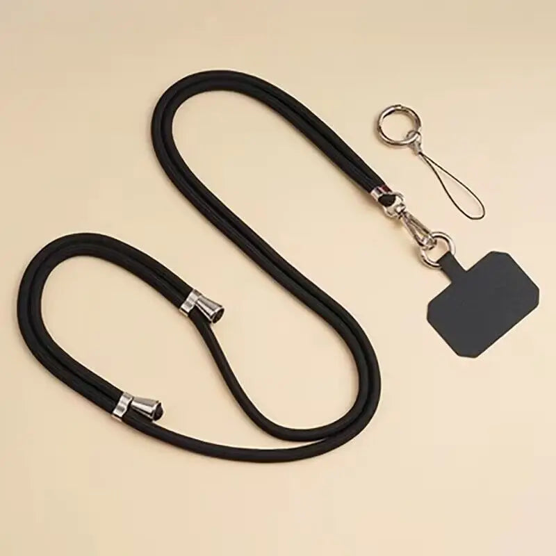 Universal Adjustment Phone Lanyard Necklace Strap Phone Case Solid Color Long Hanging Rope With Clip Anti-Lost Crossbody Lanyard - covers4phones