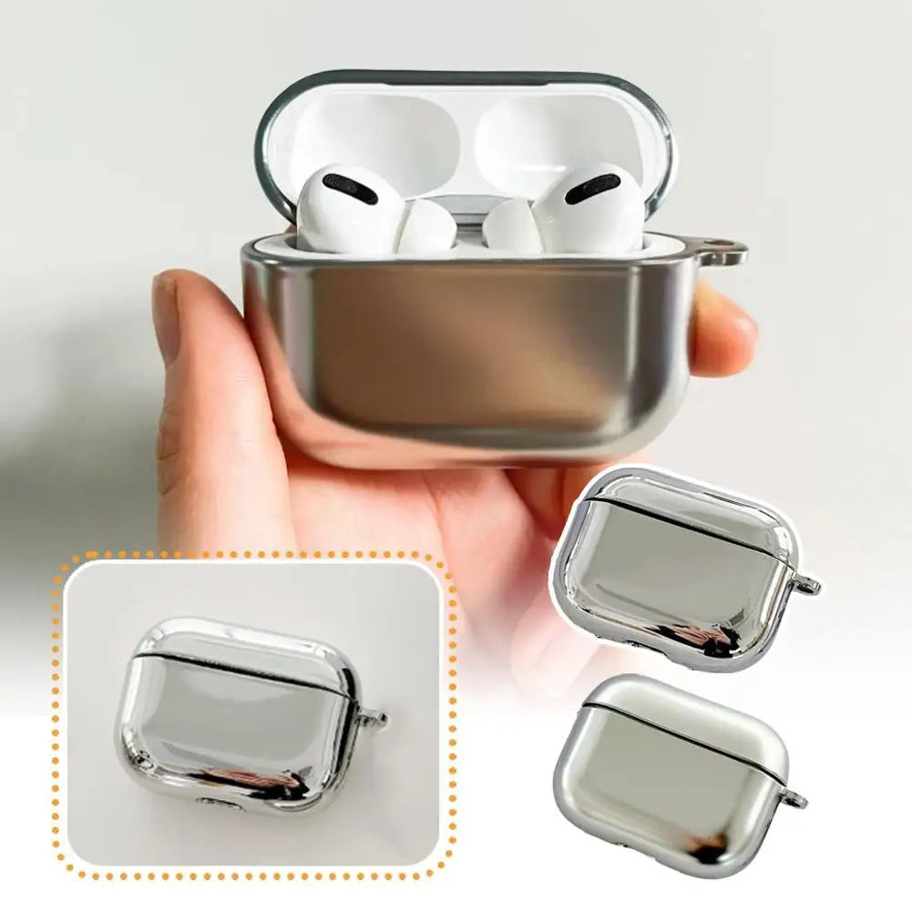 Silver Case for Airpods 4 Case Cover Glossy/Matte Soft TPU Shell Skin Guard Protector for AirPods 4th Generation Case Anti-Drop - covers4phones