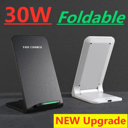 30W Wireless Charger Stand Pad for iPhone 15 14 13 12 11 Pro Samsung Xiaomi Phone Chargers Induction Fast Charging Dock Station - covers4phones
