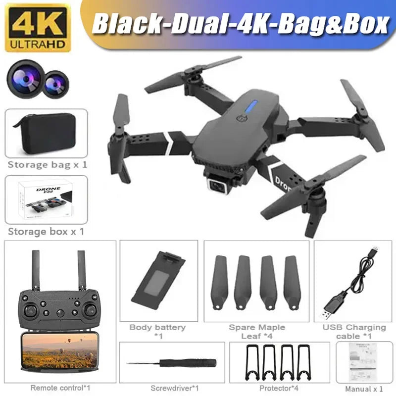 New E88Pro RC Drone 4K Professinal With 1080P Wide Angle Dual HD Camera Foldable RC Helicopter WIFI FPV Height Hold Apron Sell - covers4phones