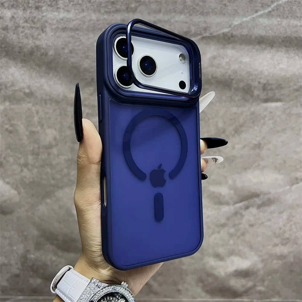 Matte Magnetic Translucent Wireless Charge Stand Case For iPhone 17 Air 16 15 14 13 12 11 17 Pro Max Magsafe Must-Haves Cover