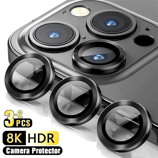 3-2PCS Camera Lens Protector For iPhone 16 Pro Max 16Pro 16Plus Metal Ring Protector Glass For iPhone 14 15 Plus Camera Lens - covers4phones
