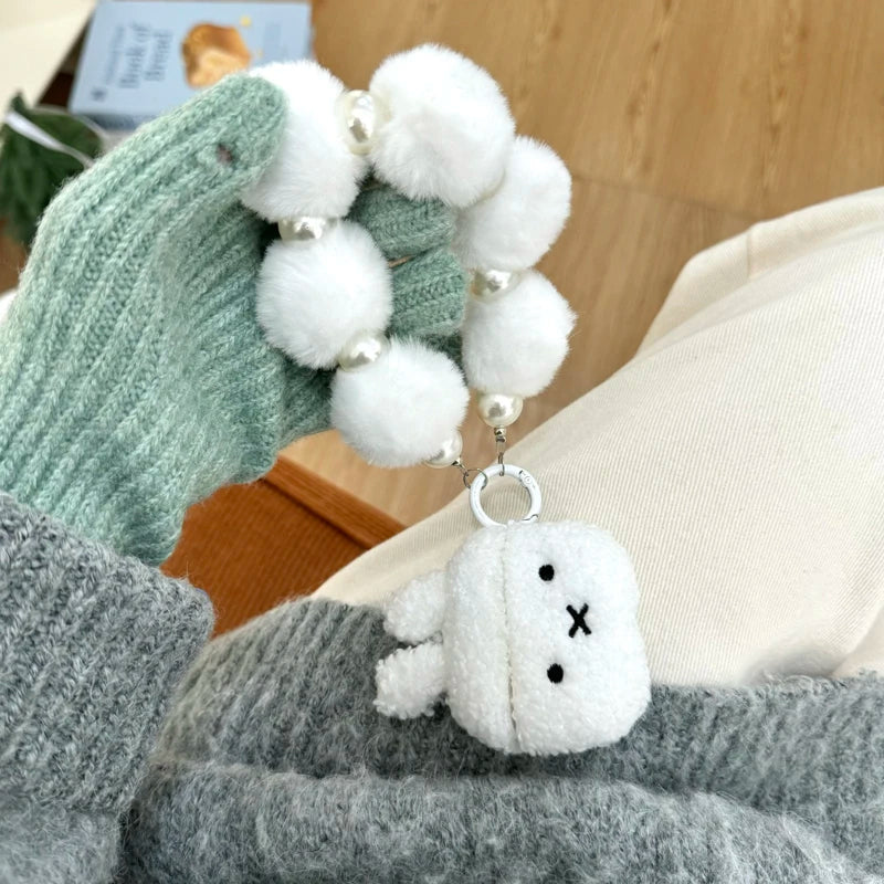 Warm Winter Plush White Rabbit Headphone case for Airpods 2 3 4 pro/pro2 - covers4phones