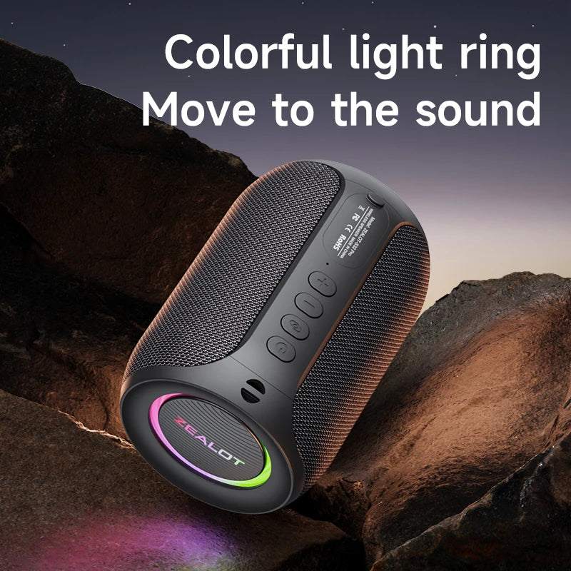 Zealot-S32PRO Powerful Bluetooth Speaker, Bass Wireless, LED Light, Outdoor Speakers, Subwoofer, Waterproof Sound Box Support - covers4phones