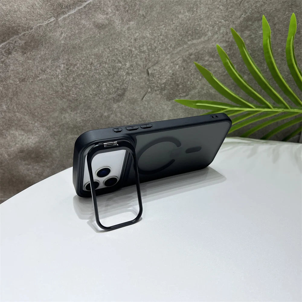 Matte Magnetic Translucent Wireless Charge Stand Case For iPhone 17 Air 16 15 14 13 12 11 17 Pro Max Magsafe Must-Haves Cover