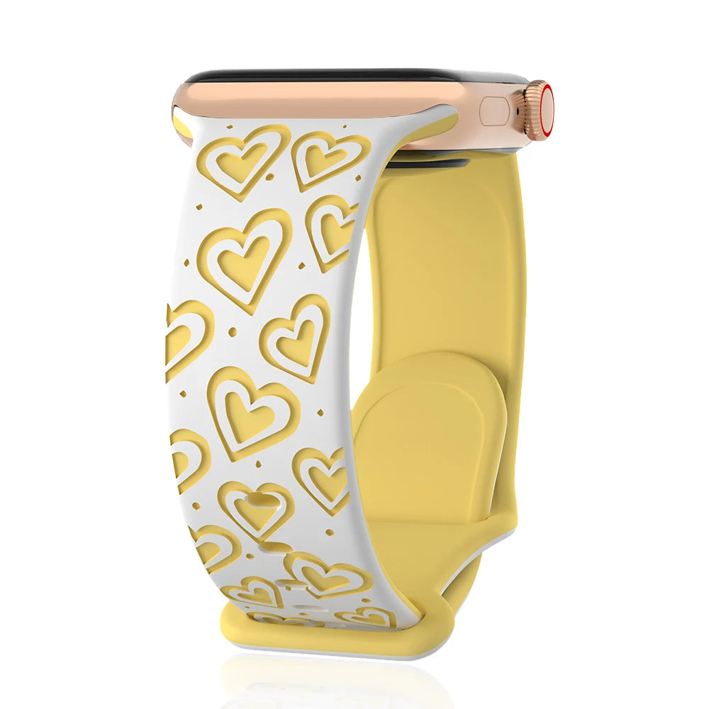 Engraved Band for Apple Watch 40mm 41mm 42mm 44mm 45mm 46mm 49mm Soft Silicone Wrist Strap iWatch SE Series 10 9 8 7 6 5 4 Ultra