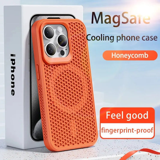 Cooling Heat Dissipation For Magsafe Magnetic Phone Case For iPhone 16 14 15 13 12 11 Pro Max 16 Plus Breathable Grid Hard Cover
