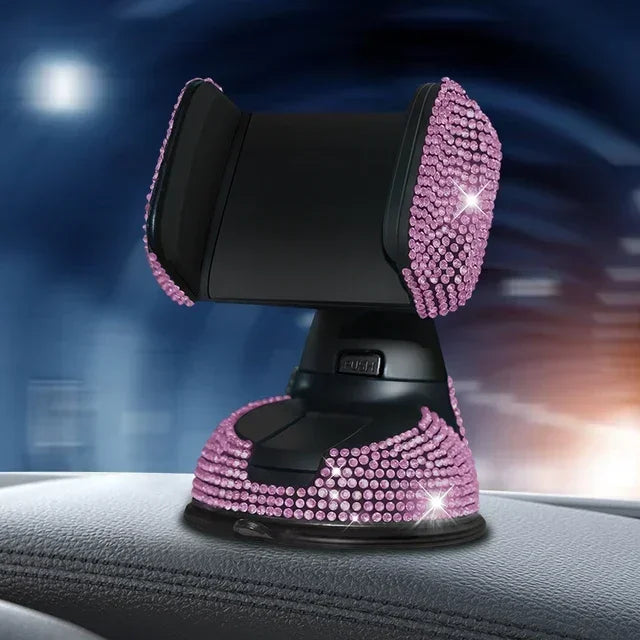 Crystal Rhinestones 360 Degree Car Phone Holder for Car Dashboard Auto Windows and Air Vent Universal Car Mobile Phone Holder