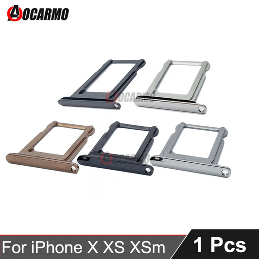 1Pcs/Lot For Apple iPhone X XS Max SIM Card Tray Stainless Steel Drawer Holder Single Dual Slot Replacement Parts - covers4phones