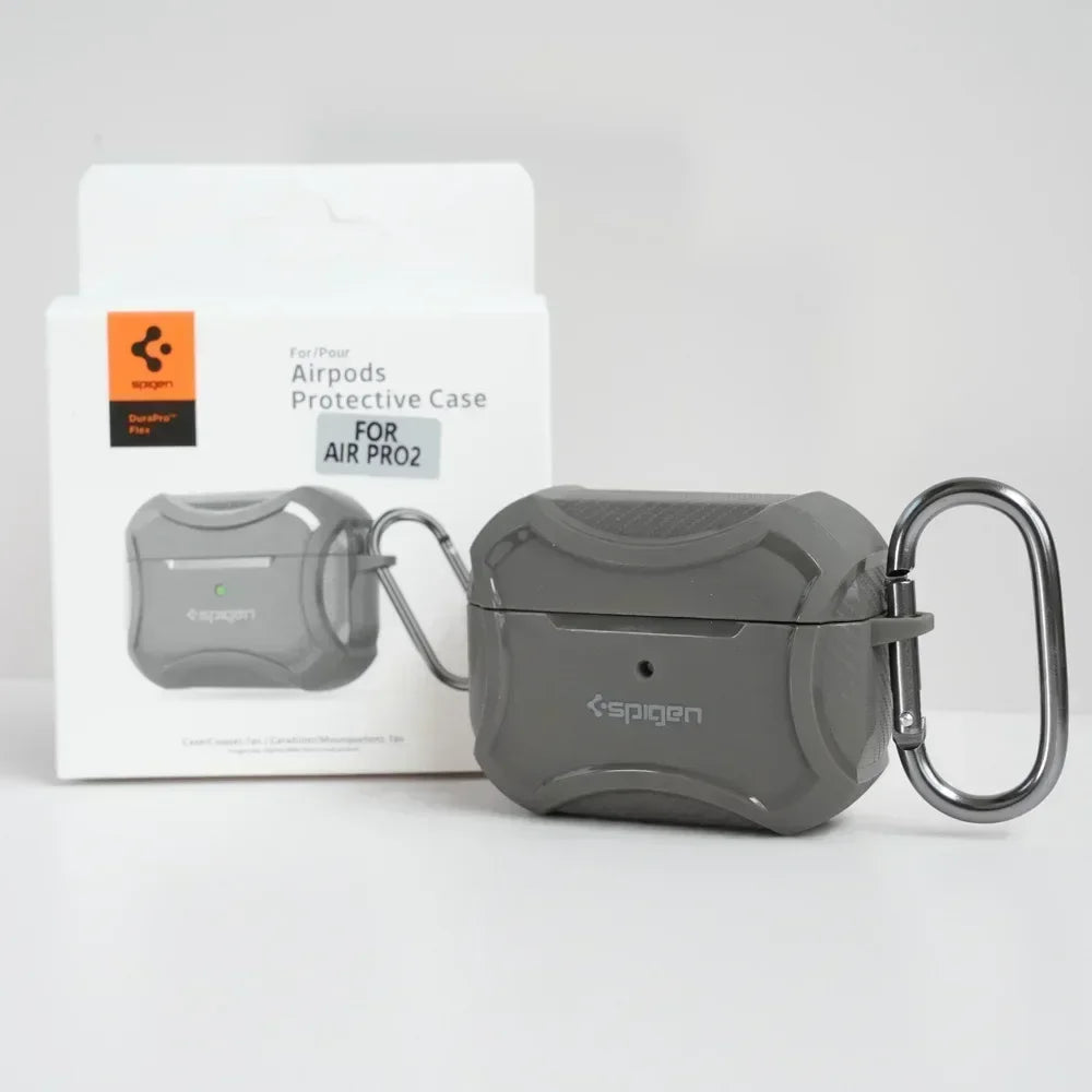 Carbon Fiber Texture Armor Rugged Earphone TPU Case For Spigen Airpods Pro 2/Pro/Airpods 3 Full Protective Case with Metal Hook - covers4phones