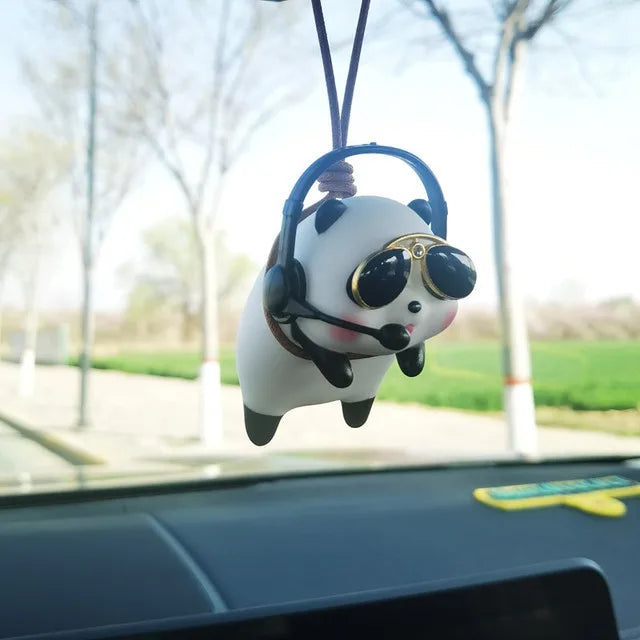 Cute Panda/Pig/Tiger Car Pendant Auto Rearview Mirror Pendants Swing Pig Coche Interior Decoraction Accessories Creative Gift - covers4phones