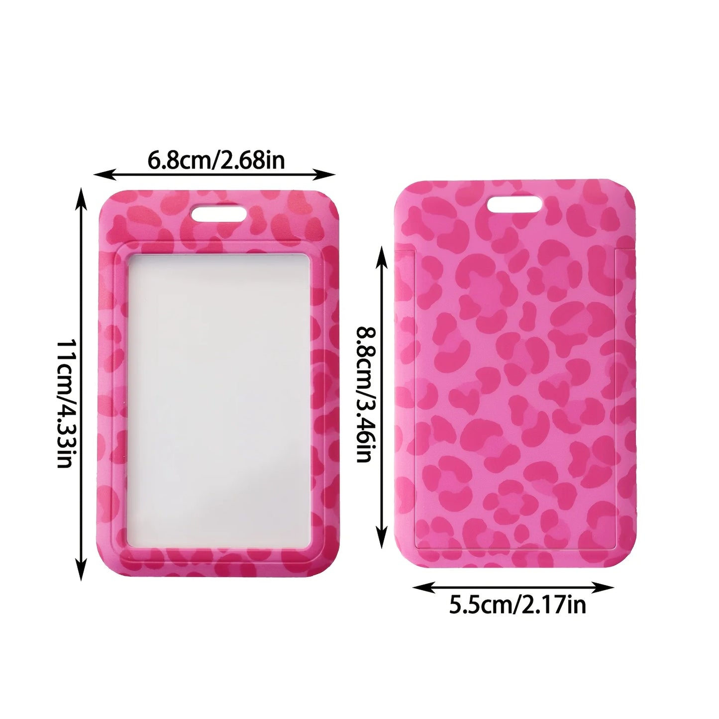 Pink Leopard Breakaway Phone Lanyard Id Badge Card Holder Retraetable Badge Reel Neck Strap for Keys Keychain Credit Card