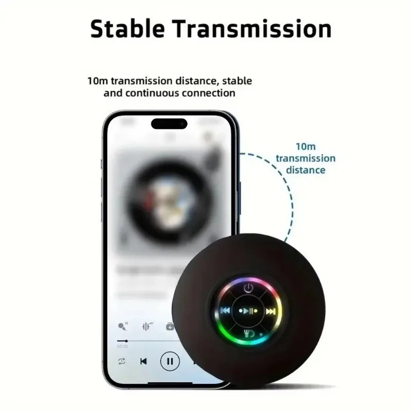 VIKEFON Portable Bluetooth Audio Ipx4 Waterproof Led Lights Bathroom Outdoor Large Suction Cup Can Be Adsorbed Wall Speaker - covers4phones