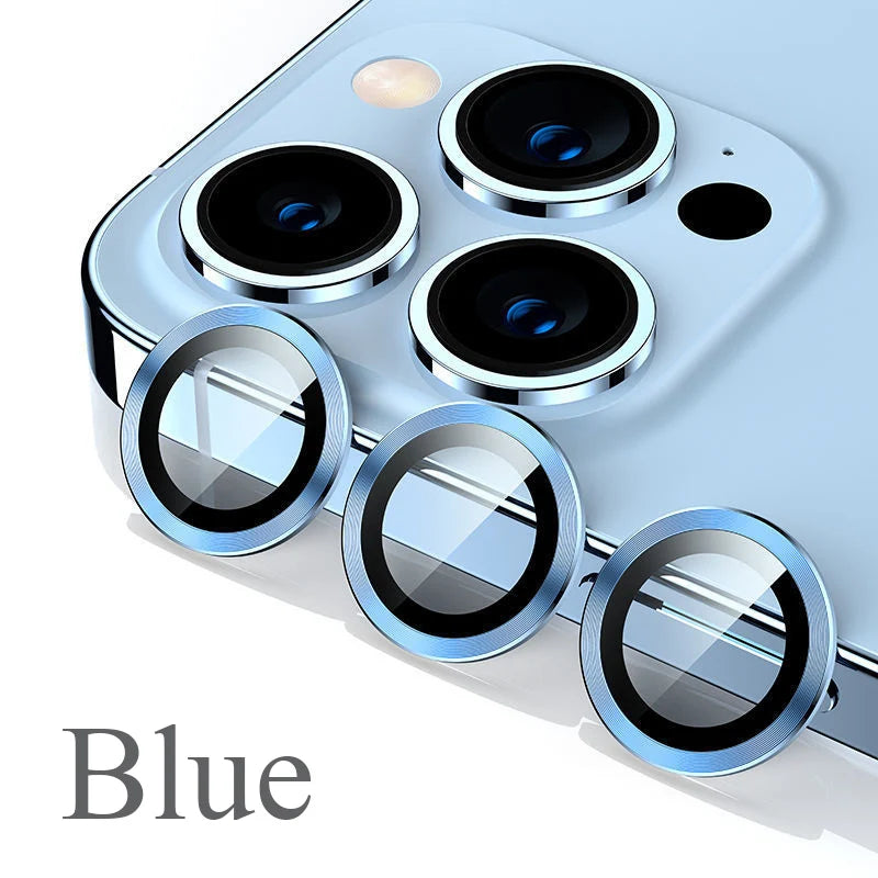 Camera Lens Protector For iPhone 11 12 13 14 15 Pro Max Mini 9H Tempered Glass Screen Protector Cover Film 14/15 Plus Metal Ring - covers4phones