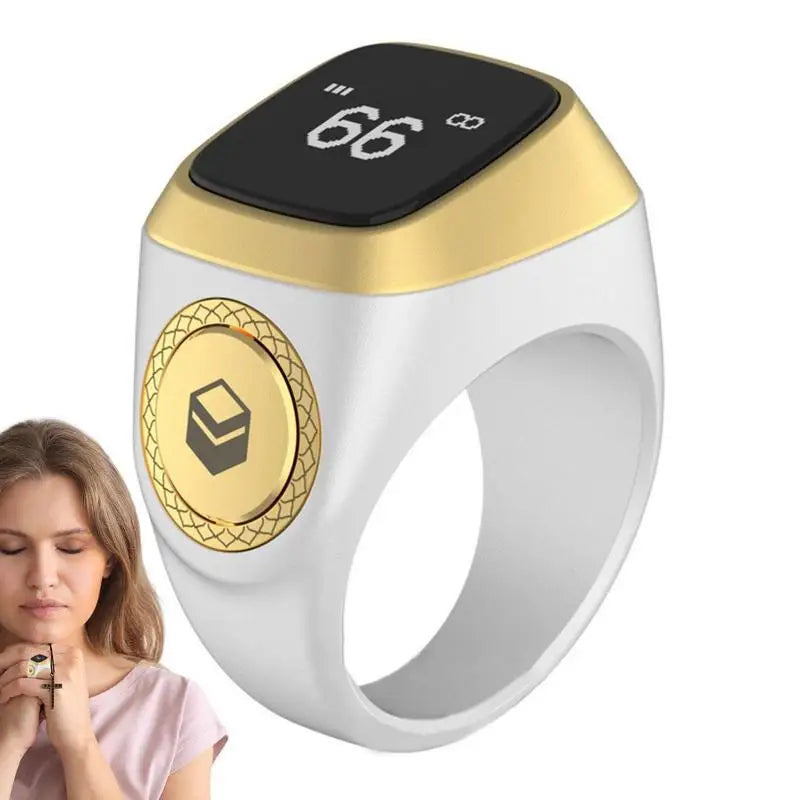 22/18mm Iqibla Smart Tasbih Tally Counter for Muslims Zikr Ring Digital Tasbeeh 5 Prayer Time Vibration Reminder Waterproof - covers4phones