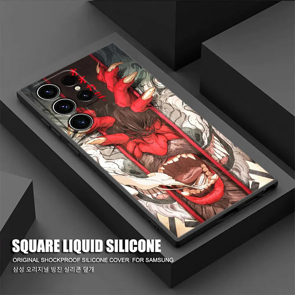 Samurai Hannya Mask Ghost Phone Case For Samsung Galaxy S24FE Cases S25 S23 S21 Ultra S20 S24 FE S22 Plus A25 A35 A54 A55 Cover