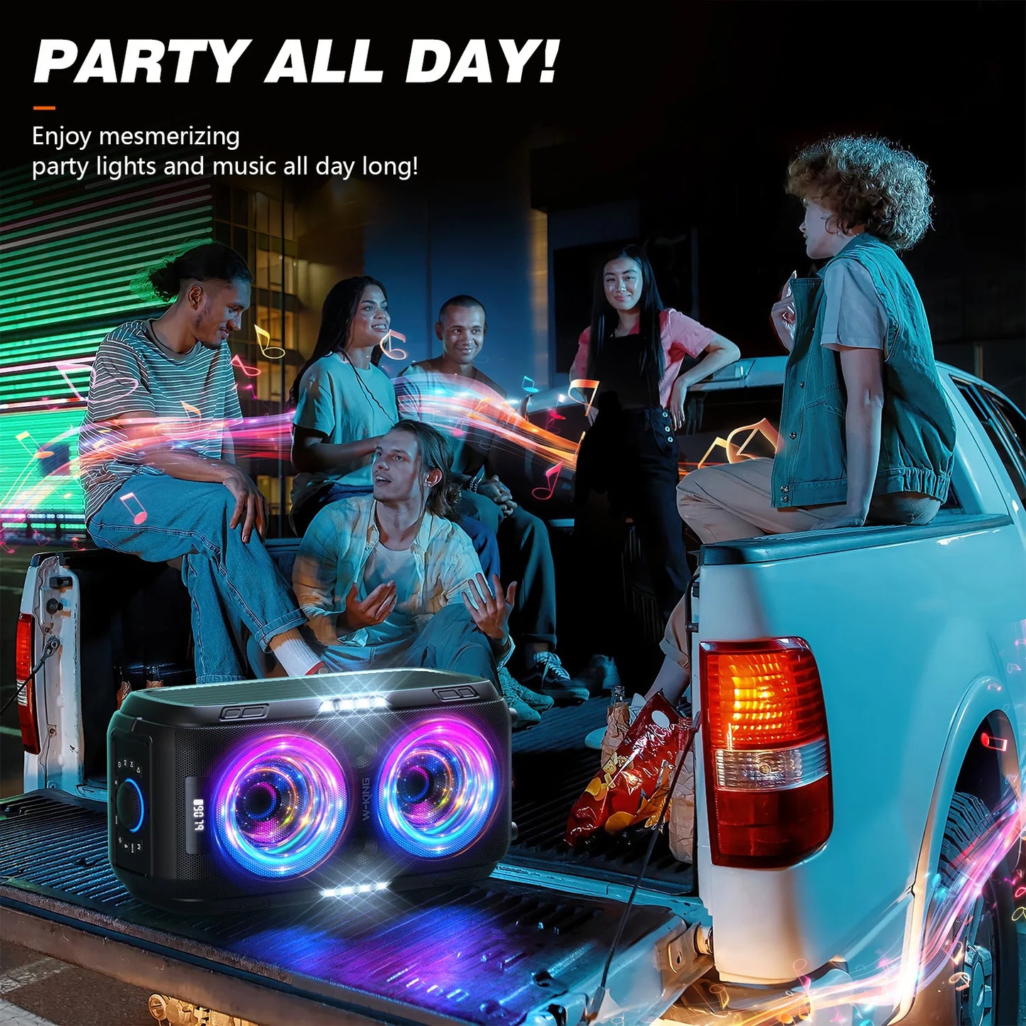 W-KING 250W PEAK Large Bluetooth Speaker Loudest/Massive 120dB/12 Custom Bass, V5.3 Big Party Boombox Portable Speaker Wireless - covers4phones