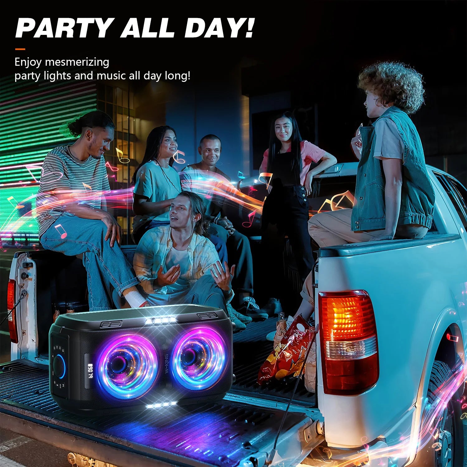 W-KING 250W PEAK Large Bluetooth Speaker Loudest/Massive 120dB/12 Custom Bass, V5.3 Big Party Boombox Portable Speaker Wireless - covers4phones