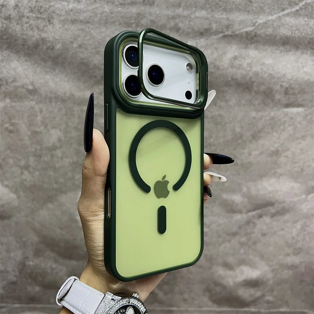 Matte Magnetic Translucent Wireless Charge Stand Case For iPhone 17 Air 16 15 14 13 12 11 17 Pro Max Magsafe Must-Haves Cover