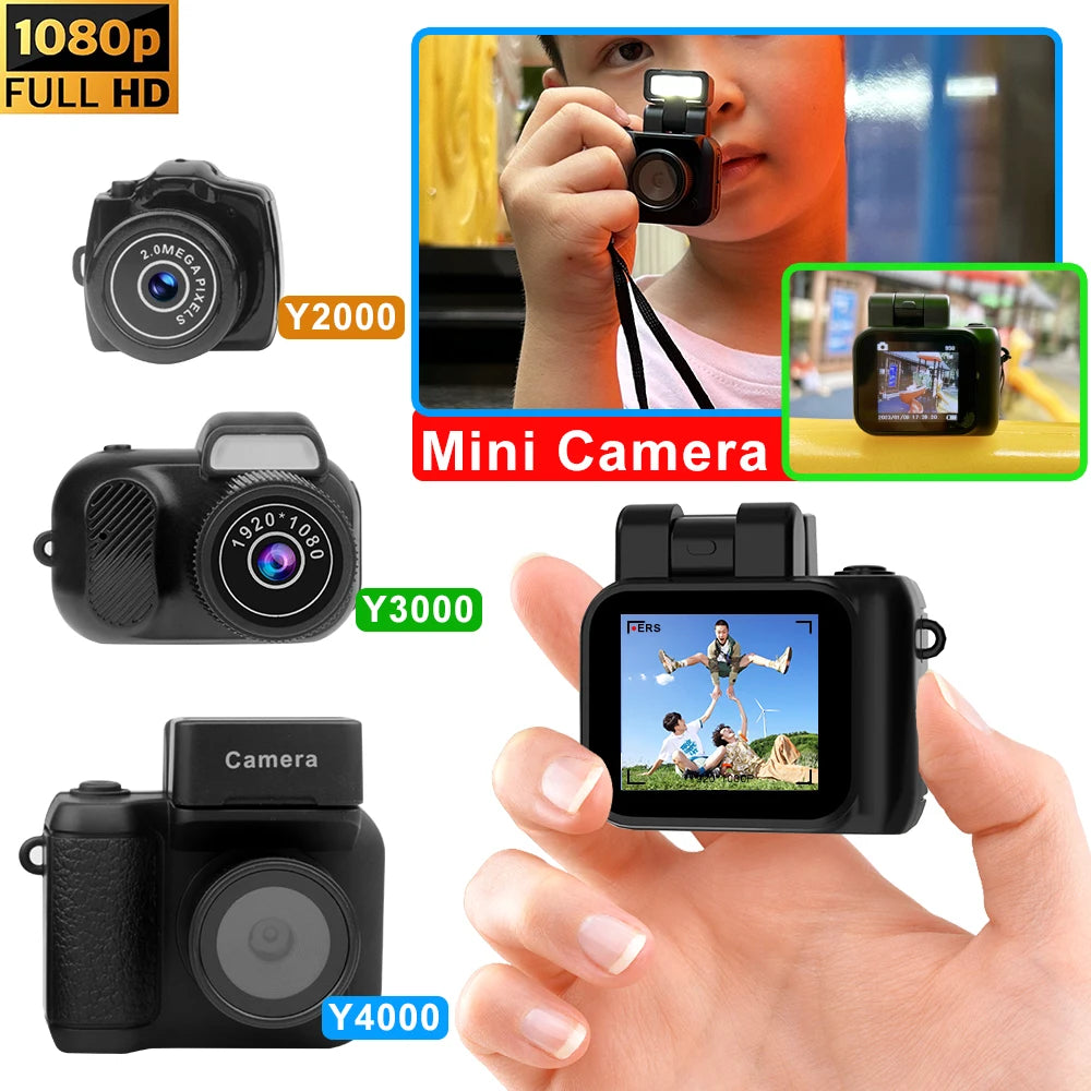 Y4000 Monoreflexes Style Mini Camera With Flash Lamp And Battery Dock Portable Video Recorder DV 1080P With LCD Screen Y3000 - covers4phones
