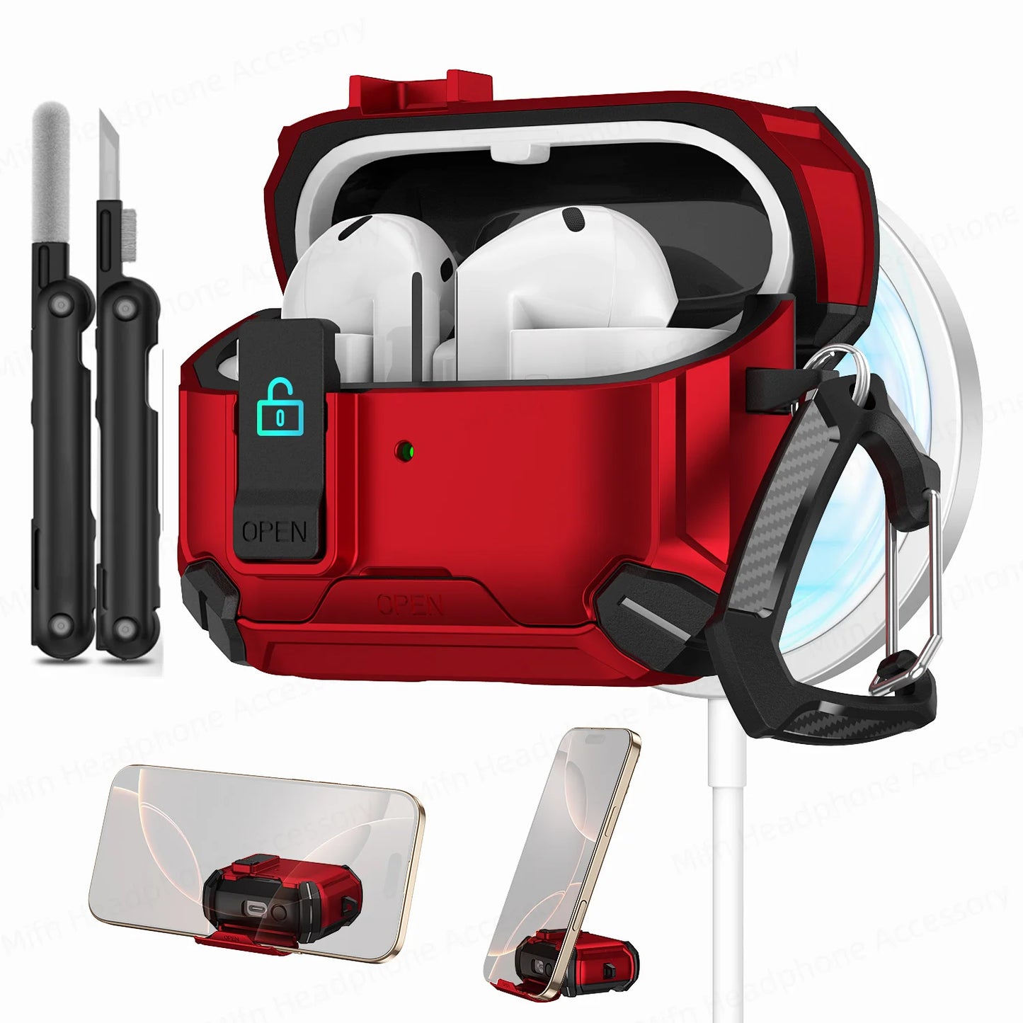 2025 New for Galaxy Buds 3 Pro Fudas Samsung Magnetic Lock Case With Phone-Stand Design Compatible with Magsafe Buds3 Buzz 3 pro