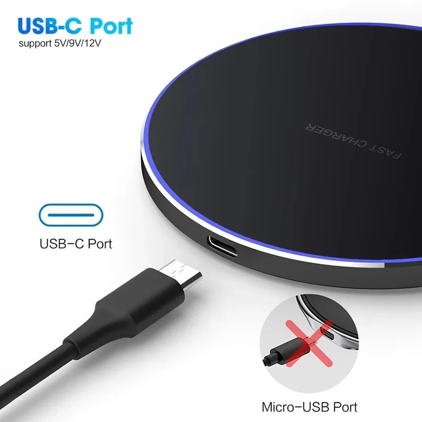 30W Wireless Charger Pad for iPhone 15 14 13 12 Pro Max X Samsung Xiaomi Phone Qi Chargers Induction Fast Charging Dock Station - covers4phones