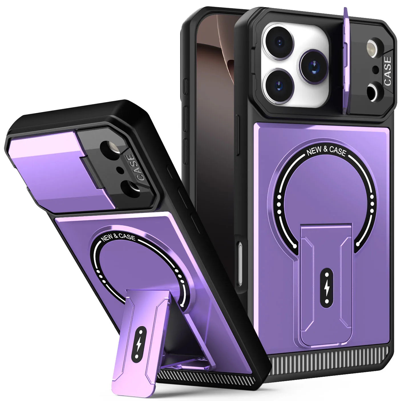 Military Armor Flip Camera Protect Phone Case For iPhone 17 12 13 16 Pro Max 14 15 Plus 16E 17 Air For Magnetic Fold Stand Cover