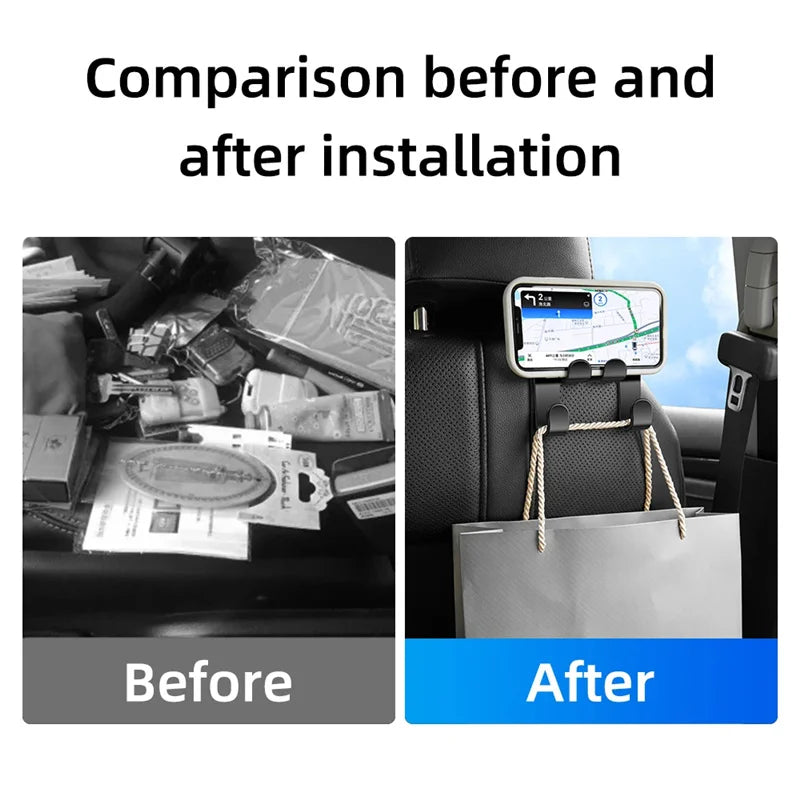 Auto Seat Headrest Hook Storage Hanger Car Vehicle Back Seat Organizer Stand Car Mobile Phone Holder Car Interior Accessories - covers4phones