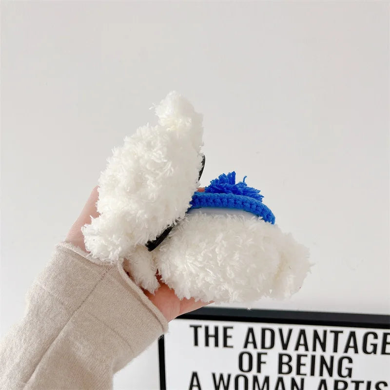 Cute Fur Sunglasses Dog Cover For Airpods Pro 2 Case Plush Wireless Earphone Bluetooth Protective Case For Airpods 4 3 2 1 - covers4phones
