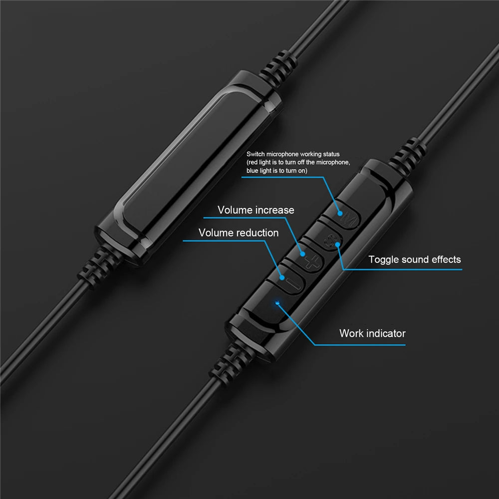 3.5mm Wired Headphones With Noise Cancelling Mic Universal USB Stereo Headset Adjustable Headband Helmet For PC Laptop Computer - covers4phones