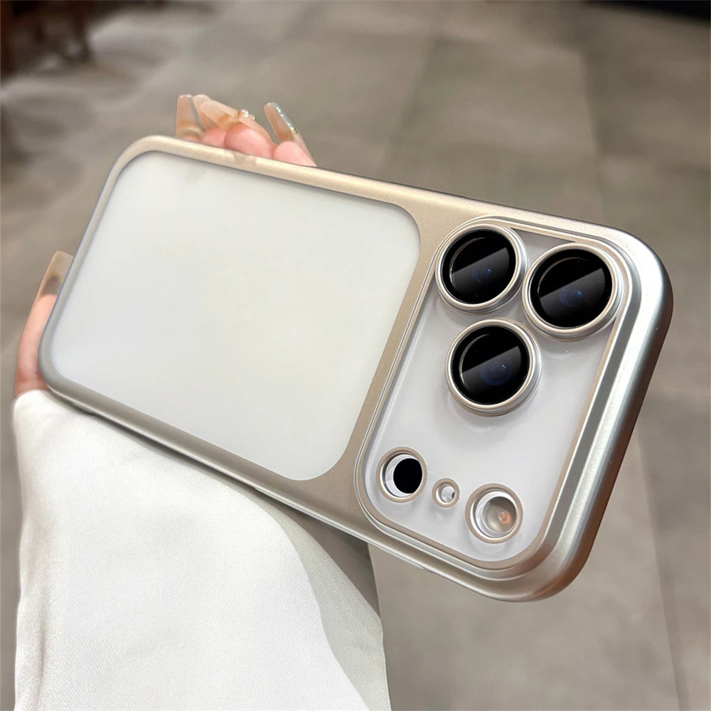 Frosted Translucent PC Phone Case For iPhone 17 Pro Max 17 Plating Frame Lens Film Protection Shockproof Hard Armor Back Cover