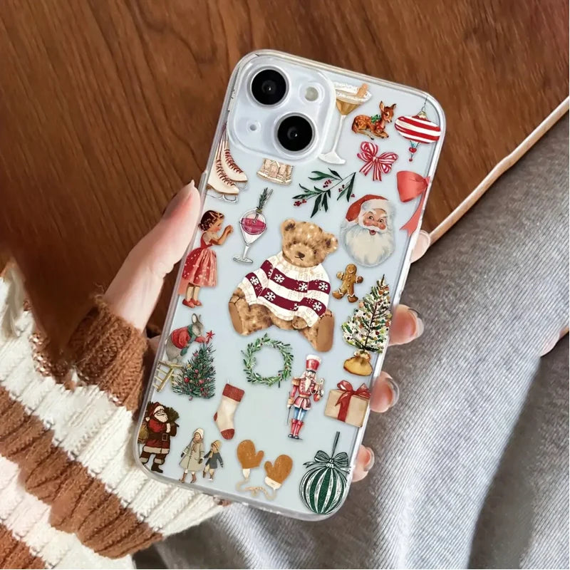 Christmas element series mobile phone case suitable for17/16/15/14/13/1211 Pro Max/Plus/X/8/7,Halloween Phone Case