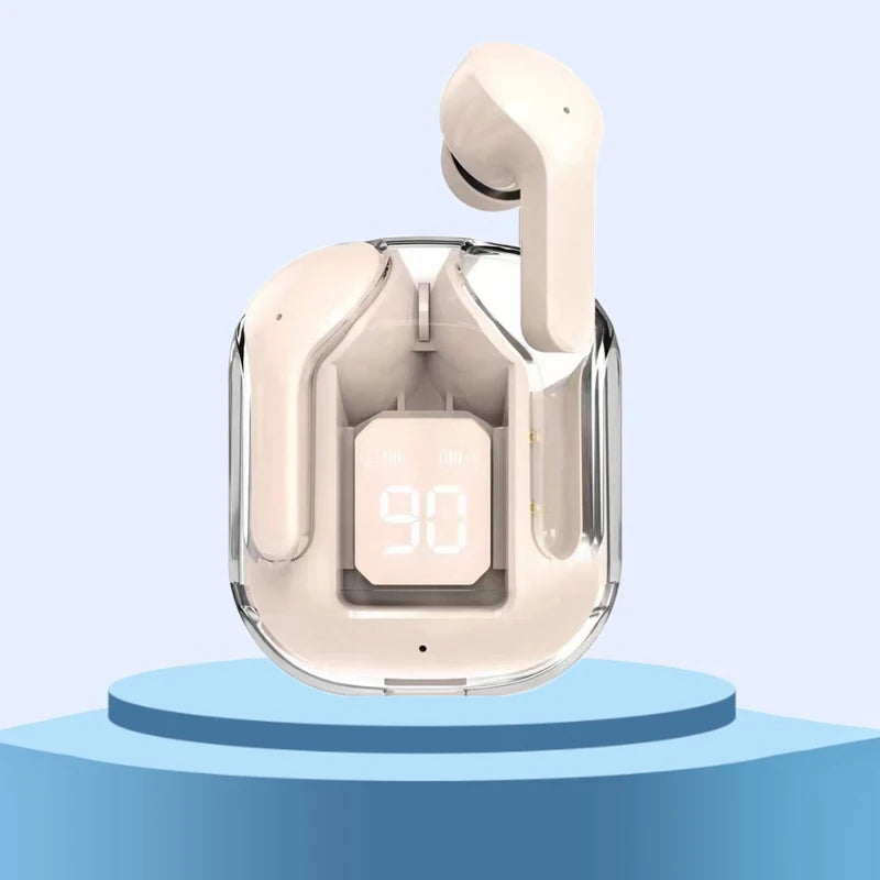 TWS Wireless Earphones Transparent Bluetooth In Ear Headset ENC Sports Headphones LED Power Digital Display Stereo Sound Earbuds - covers4phones