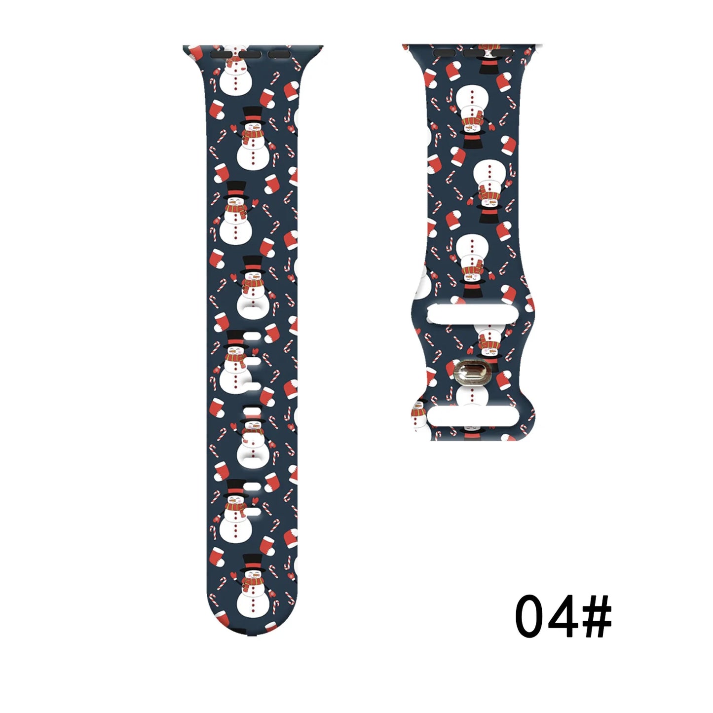 Colorful Christmas Series Strap for Apple Watch 11 10 9 8 7 SE Silicone Band Replacable Bracelet for iWatch 46mm 44mm 42mm 41mm