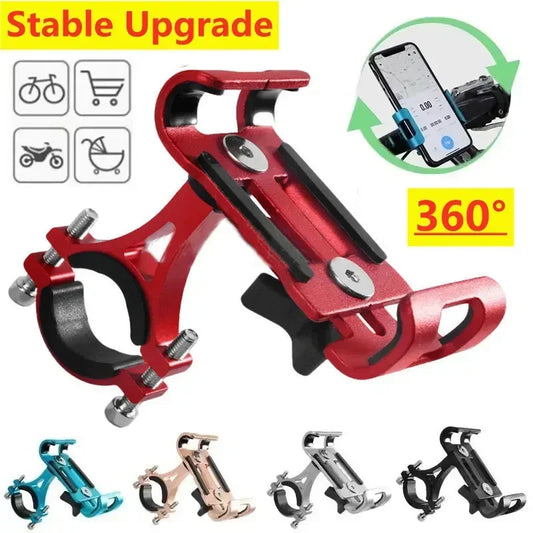 360 Rotate Metal Motorcycle Bicycle Phone Holder Aluminum Alloy Anti-slip Bracket Support GPS Clip Bike Phone Stand for iPhone - covers4phones