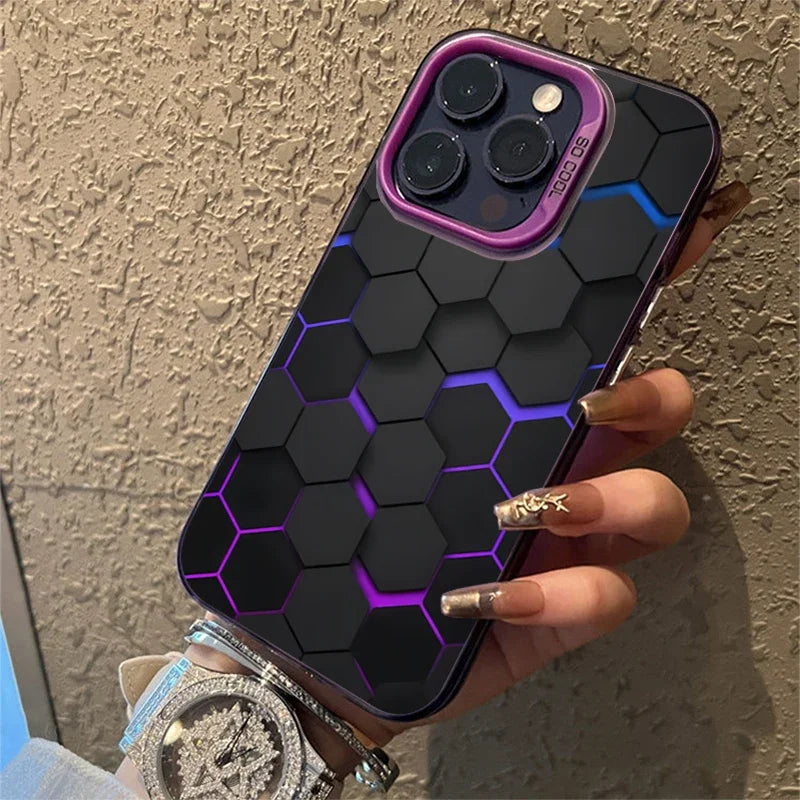Fashion Honeycomb building block IMD phone case for iPhone 15 pro max 15 14 13 12 11 pro XR Xs 7 8 plus shockproof back cover - covers4phones