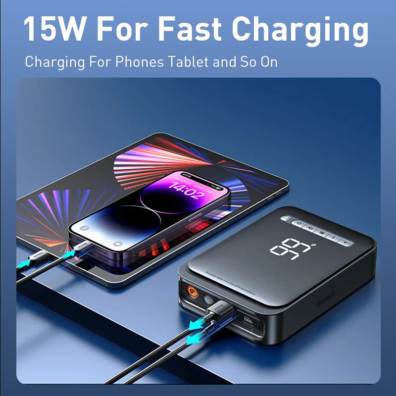 Baseus 2 In 1 Car Jump Starter Power Bank Air Compressor Inflator Pump 1000A Portable Power Station Car Battery Charger Booster - covers4phones