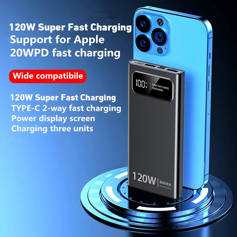 Xiaomi 200000mAh Power Bank 120W Super Fast Charger Large Capacity Mobile Power Portable External Battery for iPhone Samsung New - covers4phones