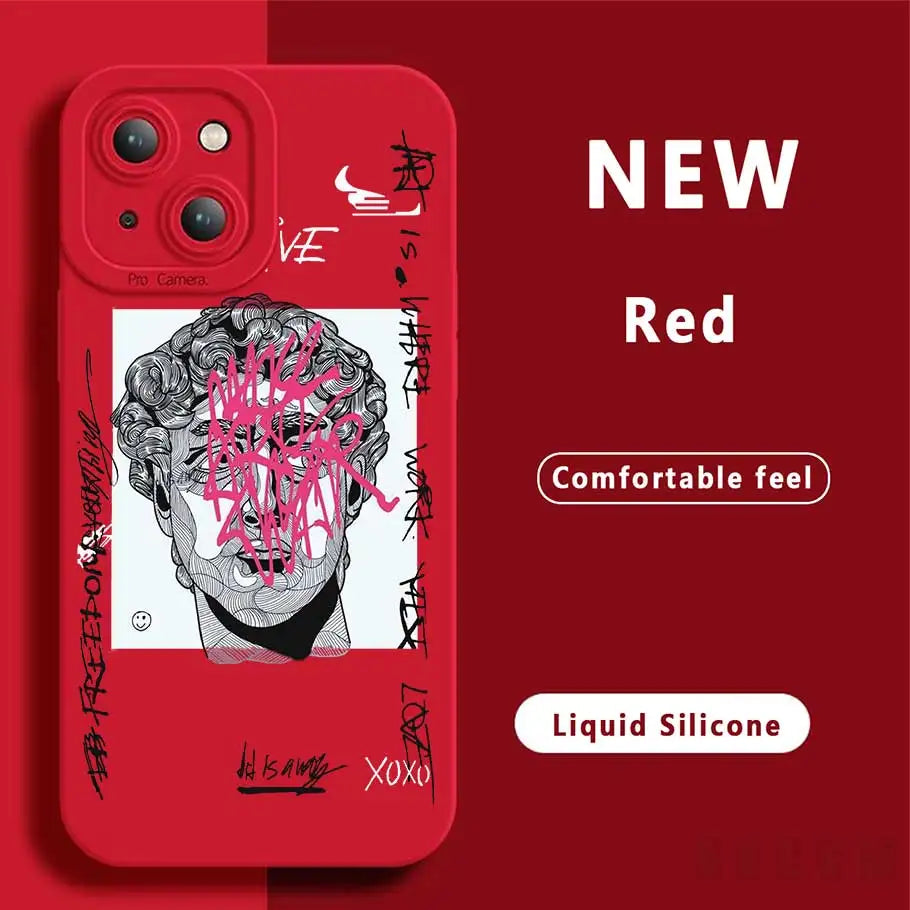 Cartoon Doodle Great Art Phone Case iPhone 15 Case For iPhone 13 14 15 Pro Max 12 11 Pro XS Max XR X 8 7Plus SE2 Shockproof Case - covers4phones