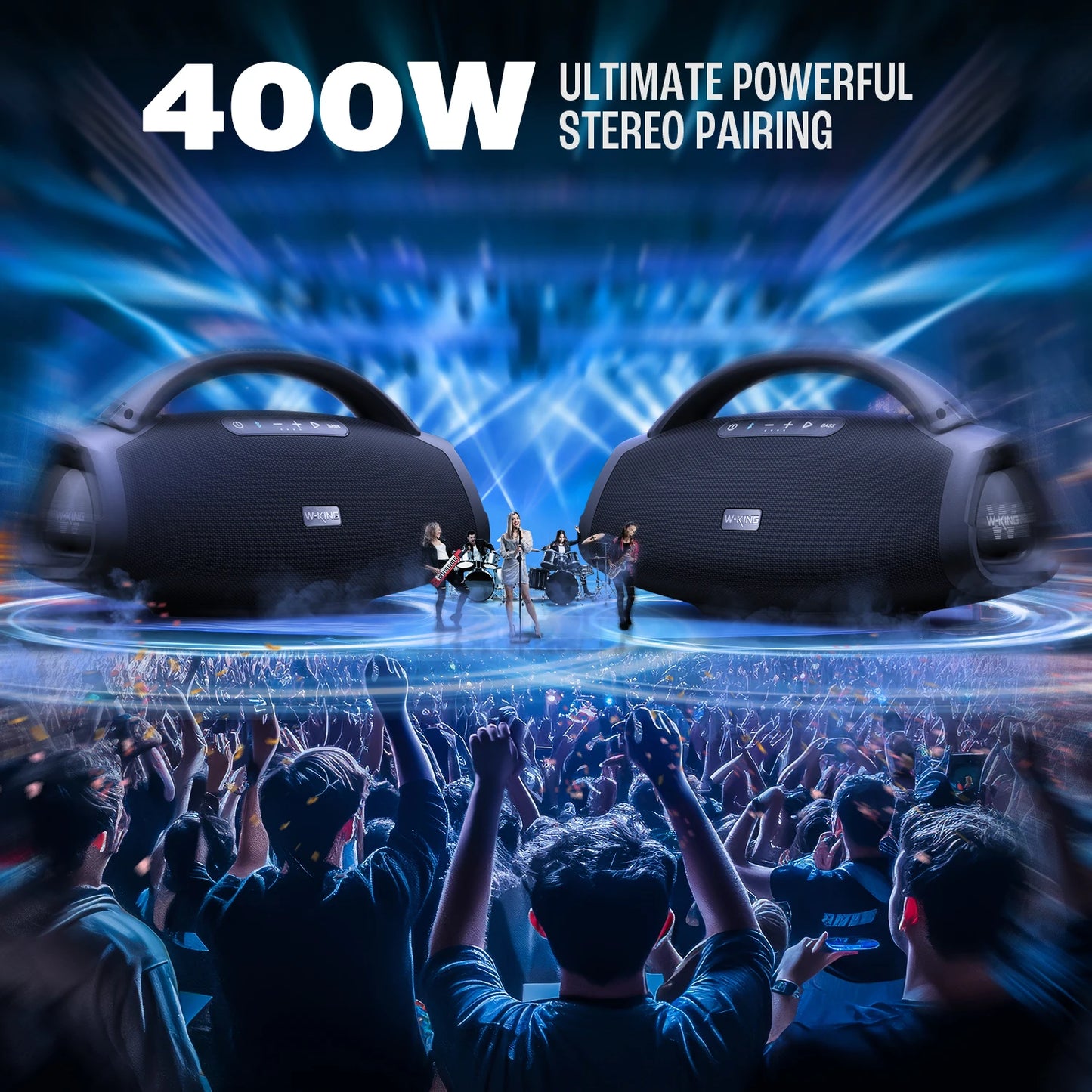 W-KING 200W RMS Portable Bluetooth Speakers, Massive Bass Party Boombox IPX7 Waterproof Speaker Large, Loud Outdoor Speaker - covers4phones