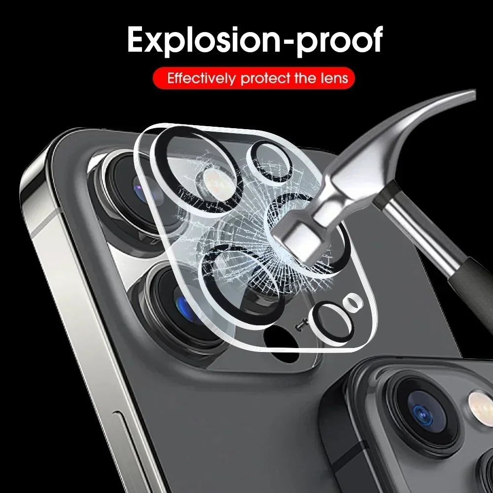 1-5Pcs Tempered Glass for iPhone 16 15 14 13 Pro Max Plus Mini Camera Lens Protector Black Circle Protective Lens Film Cover - covers4phones