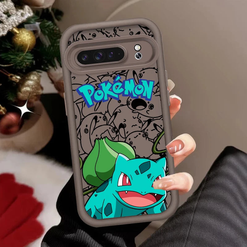 P-Pokemones Cute Anime For Google Pixel 9 8A 8 7 7A Pro XL 5G Eye Ladder Phone Case Soft TPU Shockproof Cover