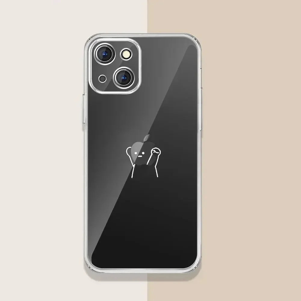 Simple Matchstick Men Couple Phone Cases for IPhone 16 15 13 14 12 11 Pro Max Mini XS XR SE2 7 8 14 Plus Paired Covers Shell - covers4phones