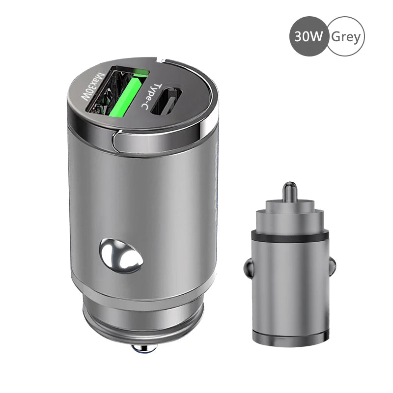 100W Mini Car Charger Lighter Fast Charging for iPhone QC3.0 Mini PD USB Type C Car Phone Charger for Xiaomi Samsung Huawei - covers4phones