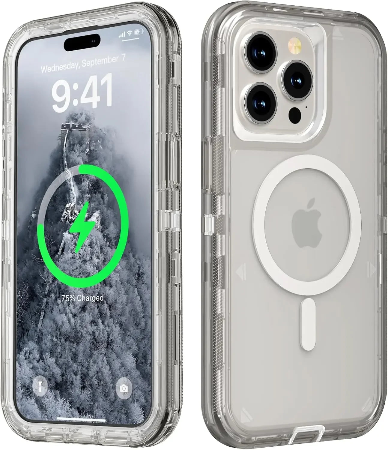 Luxury NEW 3 in 1 Heavy Armor Transparent Case for IPhone 16 15 14 Plus Pro Max for MagSafe Magnetic Otter Shockproof Box Covers - covers4phones