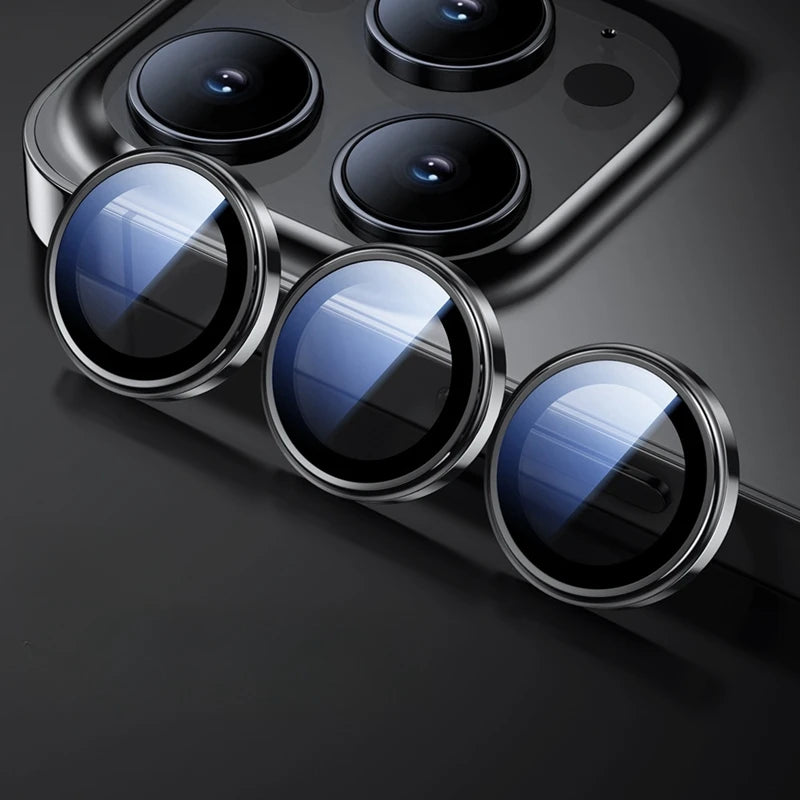 Metal Ring Lens Glass for iPhone 15 Pro Max 15pro Alloy Camera Protector Back Lens Film Cap Cover with Positioner - covers4phones